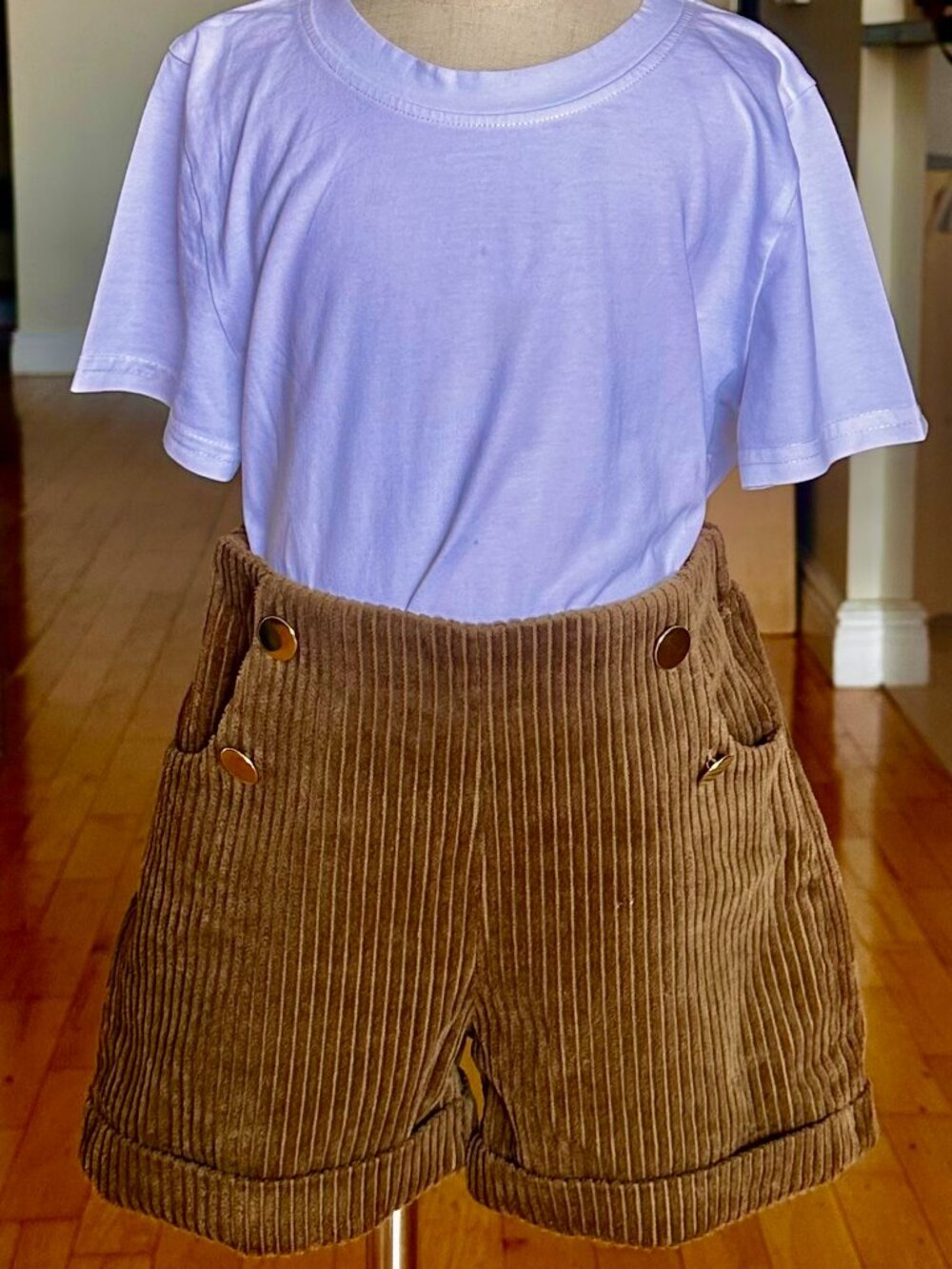 Pepa London Corduroy Gold Button Shorts